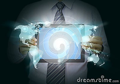 Social network and communication technology Stock Photo