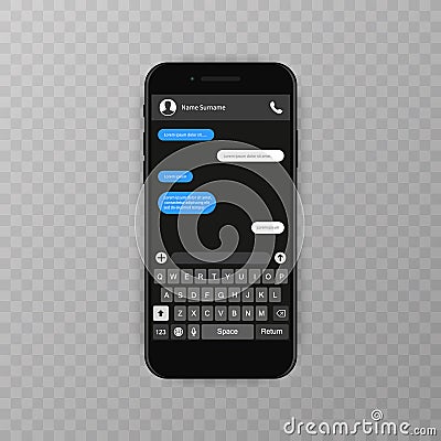 Social network concept. Blank template. Messenger window. Chating and messaging concept. Chat app template whith mobile Vector Illustration