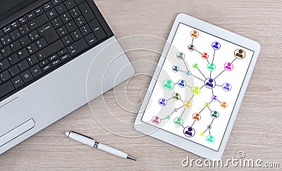 Social network concept on a digital tablet Stock Photo
