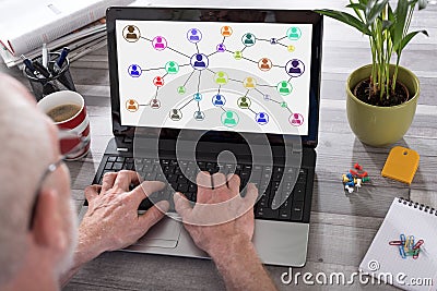 Social network concept on a laptop screen Stock Photo