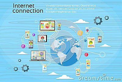 Social Network Connection Concept Internet Device Vector Illustration