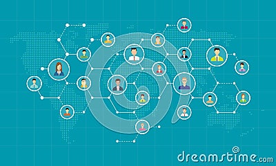 Social network connection for online business background Vector Illustration