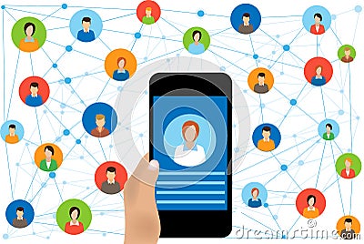 Social network connection for online business Vector Illustration