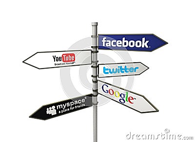 Social network directions Editorial Stock Photo