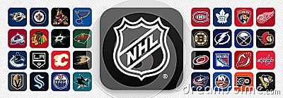 Social network embleme app icon logo, NHL National Hockey League, Vector editorial illustration Vector Illustration