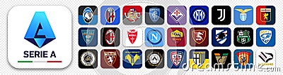 Social network embleme icon logo, Serie A, Italian football soccer team, Vector editorial illustration Vector Illustration