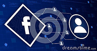 Social network Facebook connecting the user with the network and other people 3d Editorial Stock Photo