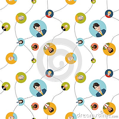 Social network flat seamless pattern Vector Illustration