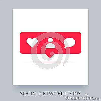 Social network app icon. UX UI design tooltip element. Instagram notification vector icon. Vector Illustration