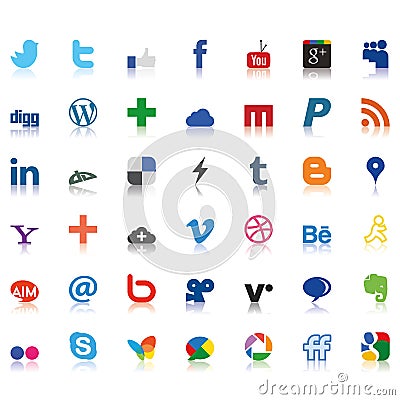 Social network icons colored Vector Illustration