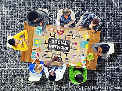 Social Network Internet Online Society Connecting Social Media C Stock Photo
