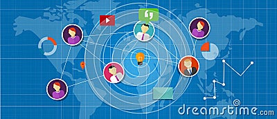 Social network media interconnected people around the world Vector Illustration