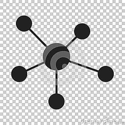 Social network, molecule, dna icon in flat style. Vector illustration. Vector Illustration