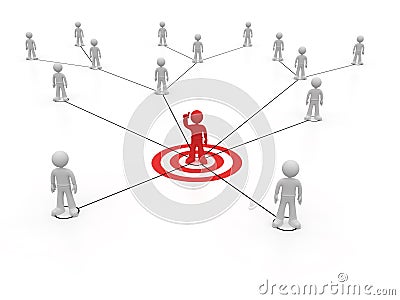 Social network one red character with arm up Stock Photo