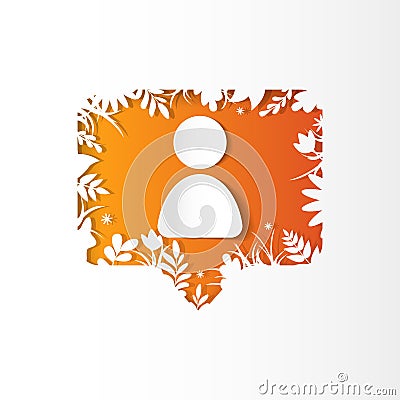 Social network icon new follower, paper cut style Vector Illustration