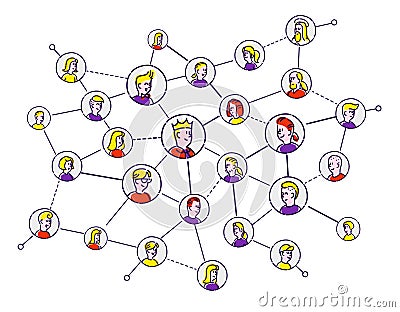 Social network, people communicate. Vector flat illustration. The icons are isolated on a white background. People of the Vector Illustration