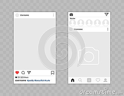 Social network photo frame app interface. Vector illustration on background. Vector Illustration