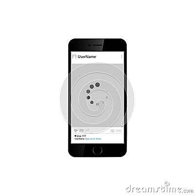 Social network photo frame on smart phone. Vector Illustration