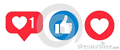 Social network reactions icon, like, heart - vector Vector Illustration