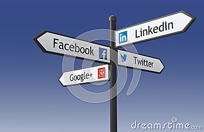 Social network signpost Cartoon Illustration