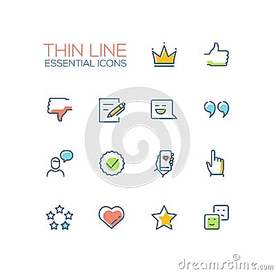 Social Network Signs - Thin Line Icons Set Vector Illustration