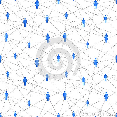 Social network with simple people icons, seamless pattern Vector Illustration