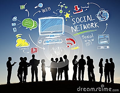 Social Network Social Media Business People Outdoors Concept Stock Photo
