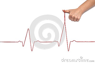 The social network stress. Heartbeat rhythm graph on a white background. Stock Photo