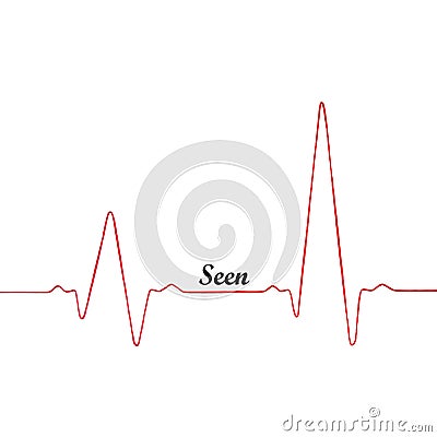 The social network stress. Heartbeat rhythm graph on a white background. Seen. Stock Photo