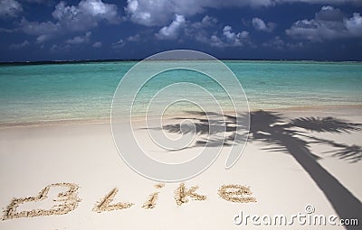 Social network symbol on the beach Stock Photo