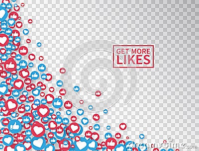 Social network symbol. Like and thumbs up icons isolated on transparent background. Counter notification icons. Social media Vector Illustration
