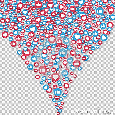 Social network symbol. Like and thumbs up icons isolated on transparent background. Counter notification icons. Social Vector Illustration