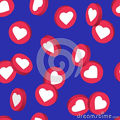 Social network symbol seamless pattern. Like and thumbs up icons isolated on transparent background. Counter Vector Illustration