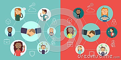 Social network vector concept. Flat design illustration for web sites. infographic design. communication systems and Vector Illustration