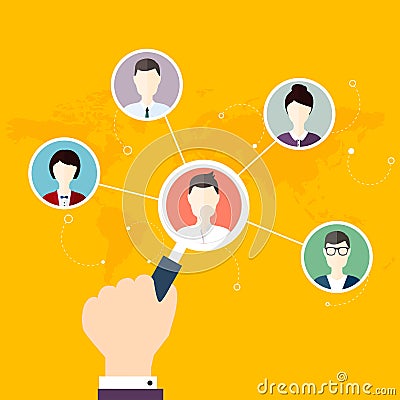 Social Network Vector Concept. Flat Design Illustration for Web Vector Illustration