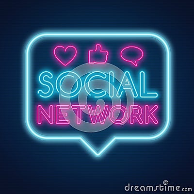 Social network vintage neon sign Stock Photo