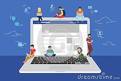 Social network web site surfing concept illustration Vector Illustration