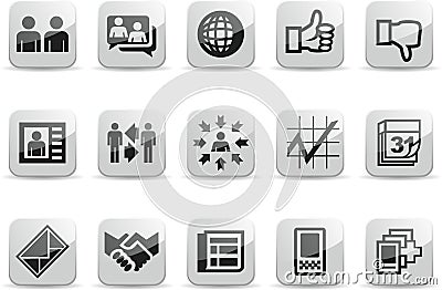 Social Network White Glossy icons set 2 Vector Illustration