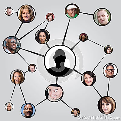 Social Networking Friends Diagram Cartoon Illustration