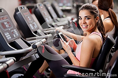 Social networking at the gym Stock Photo