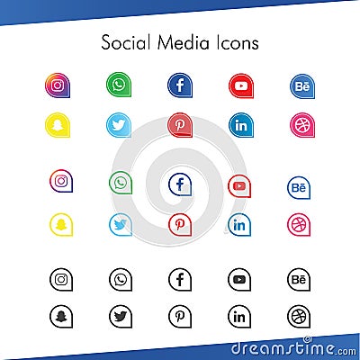 Social Networking icon pack Vector Illustration