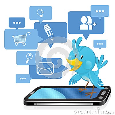 Social Networking Media Bluebird Vector Illustration
