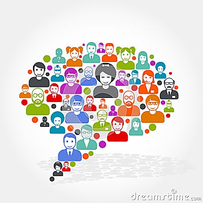 Social networking - speech bubble made of people Vector Illustration