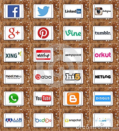 Social media networking websites logos and brands Editorial Stock Photo