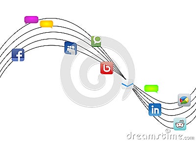 Social Networks Cartoon Illustration