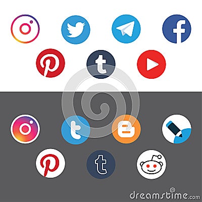 Social networks circle icon flat vector Editorial Stock Photo