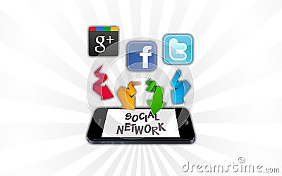 Social Networks on smartphone Editorial Stock Photo