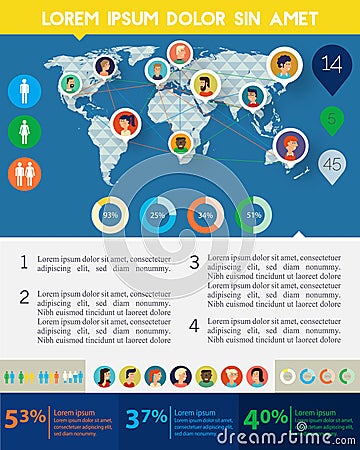 Social Networks Users infographics Vector Illustration