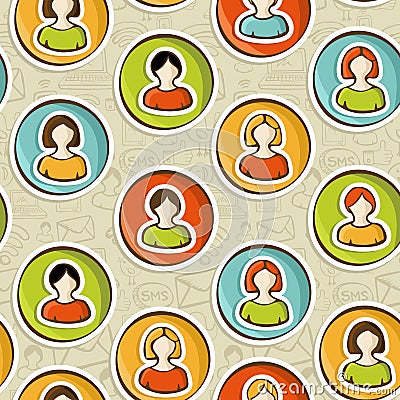 Social networks users people pattern Vector Illustration