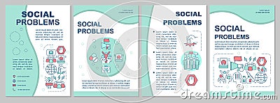 Social problems brochure template layout. Antisocial behavior, conflicts. Flyer, booklet, leaflet print design with Vector Illustration